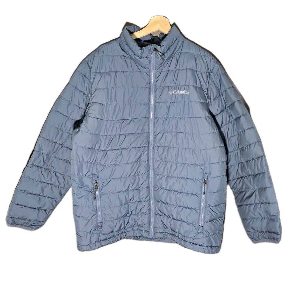 Columbia mens‎ Omni Heat Puffer Jacket LARGE Navy Quilted Insulated Coat